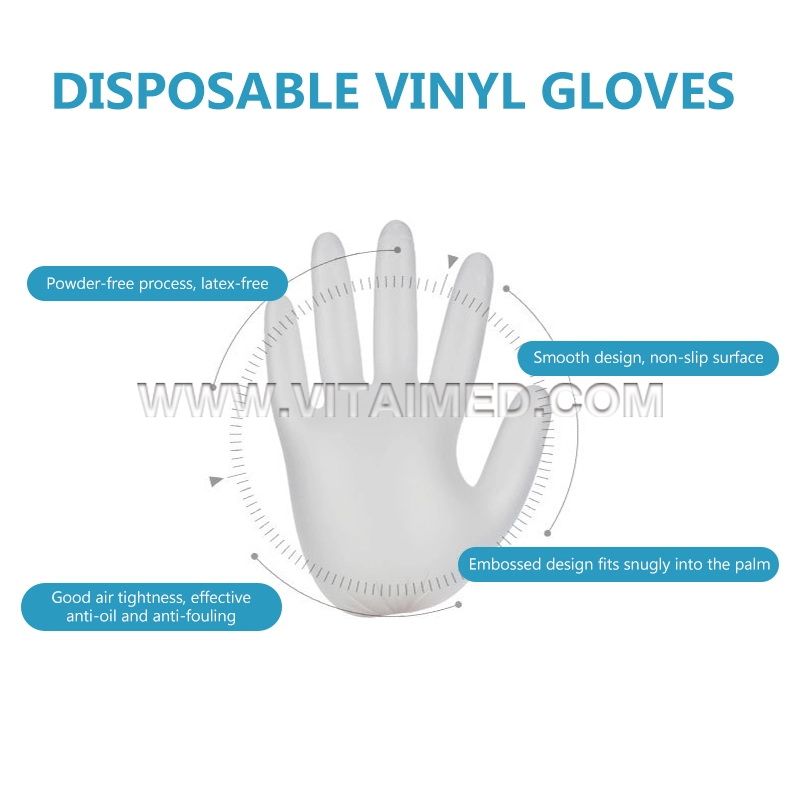 Powder free disposable vinyl examination gloves VIVE01